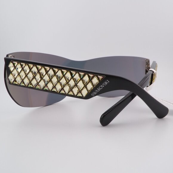 Swarovski Crystal Detail Mirrored Rimless Shield, Lightweight Wraparound SK0364 main image 11